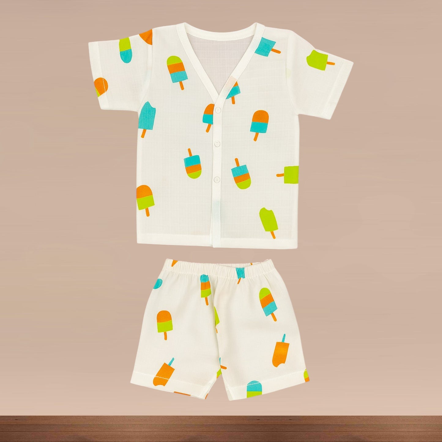 Muslin Premium Half Sleeve Shorts Set