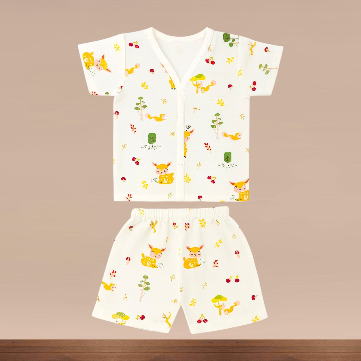 Muslin Premium Half Sleeve Shorts Set