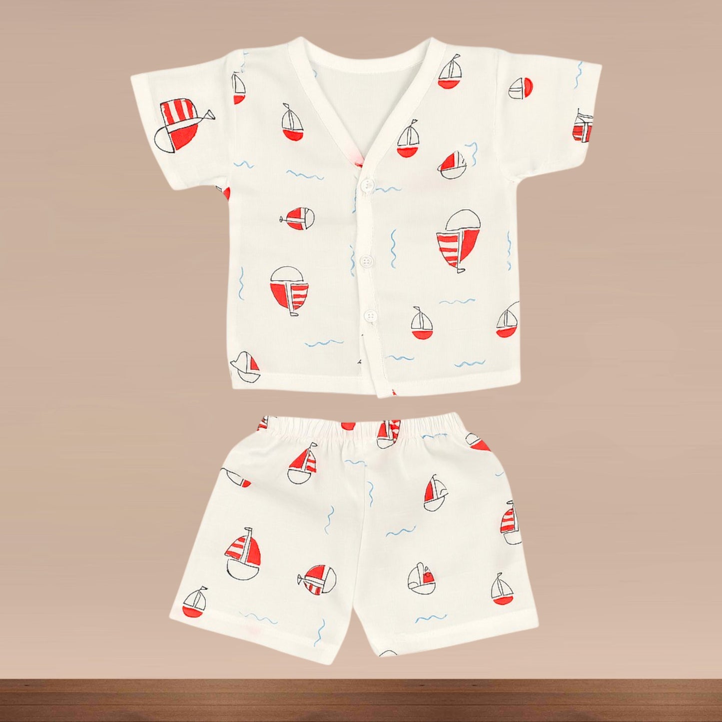 Muslin Premium Half Sleeve Shorts Set