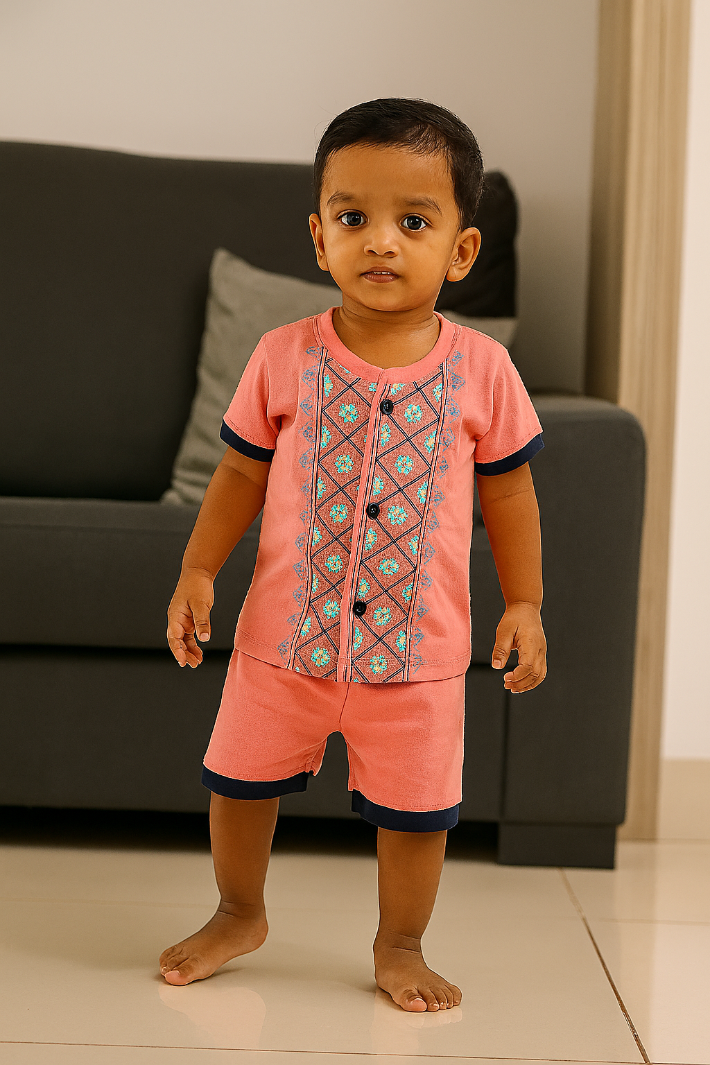 Premium Baby Boy Front Open Shorts Set - 223