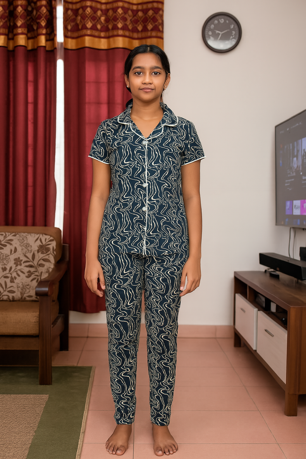 Girl Half Sleeve Pant Collar Set