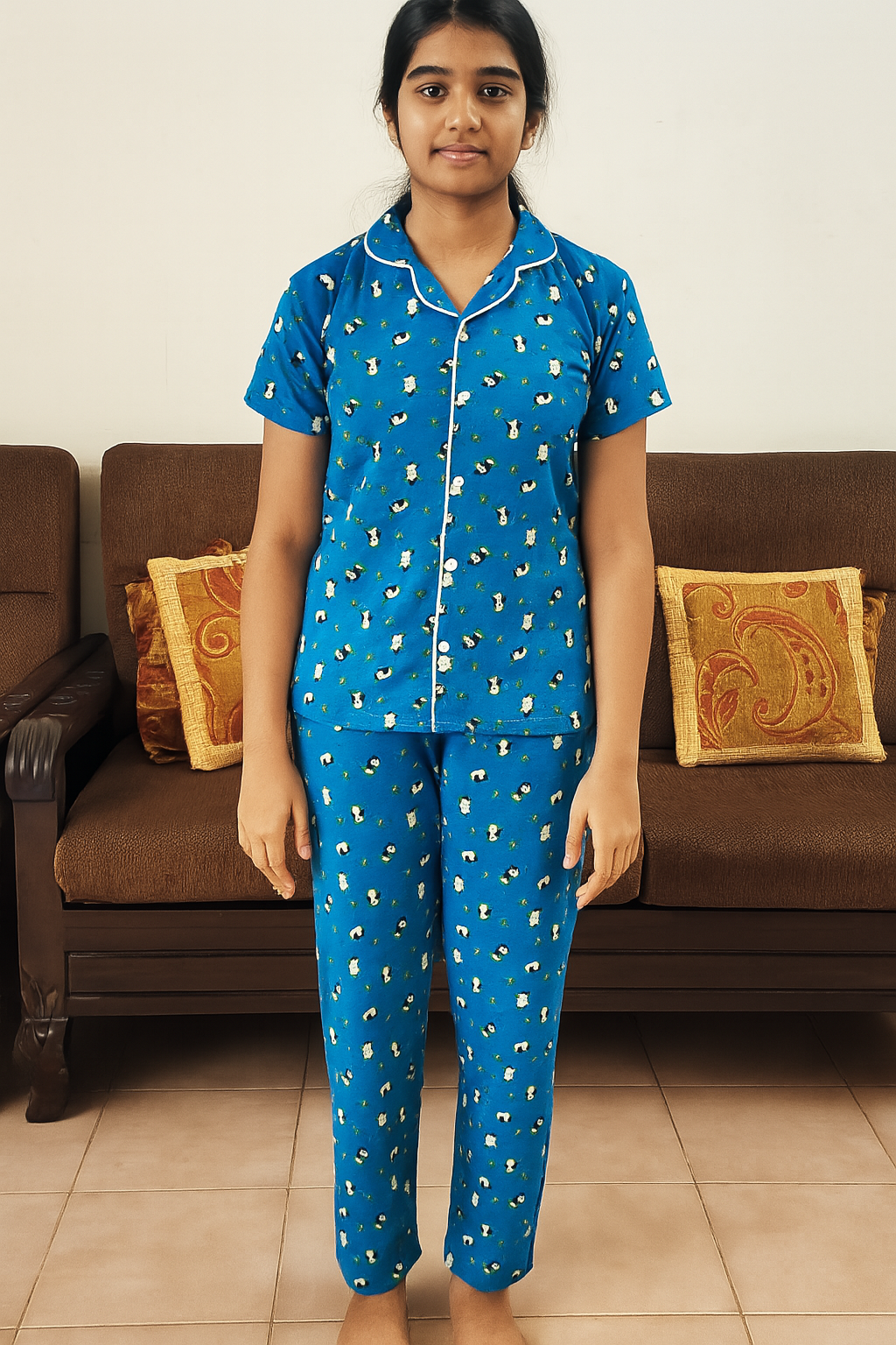 Girl Half Sleeve Pant Collar Set