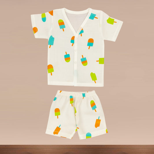 Muslin Premium Half Sleeve Shorts Set