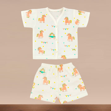 Muslin Premium Half Sleeve Shorts Set