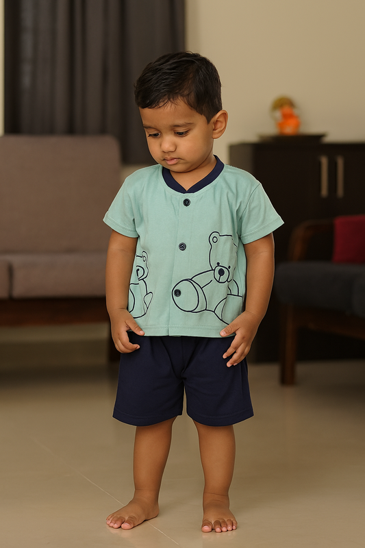 Premium Boy Baby Front Open Shorts Set - 223