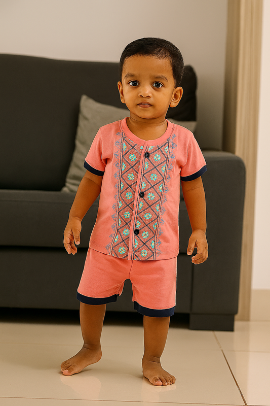 Premium Baby Boy Front Open Shorts Set - 223