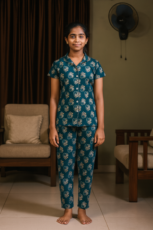 Girl Half Sleeve Pant Collar Set
