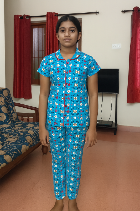 Girl Half Sleeve Pant Collar Set
