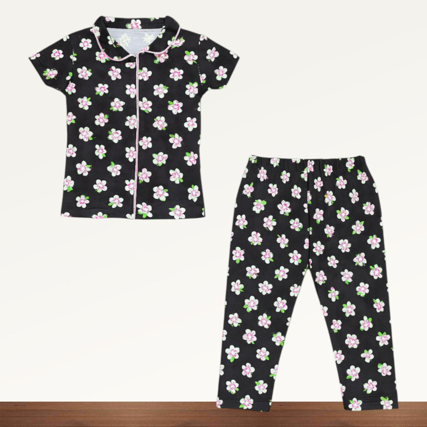 Girl Half Sleeve Pant Collar Set