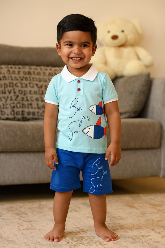 Premium Boy Collar Shorts Set - 199