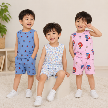 premium sleeveless shorts set - Combo pack of 3