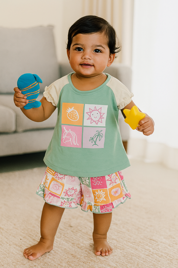 Premium Girl Baby Fancy Shorts Set  - 227