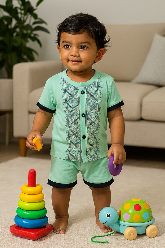 Premium Boy Baby Front Open Shorts Set - 223