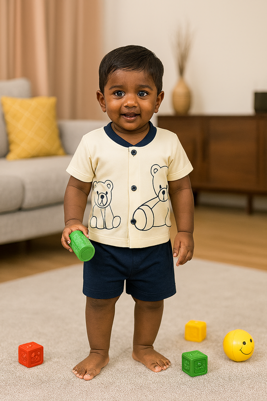 Premium Boy Baby Front Open Shorts Set - 223
