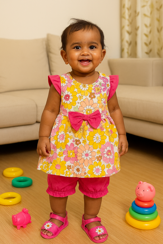 Baby Girl Frock Shorts set  - 229