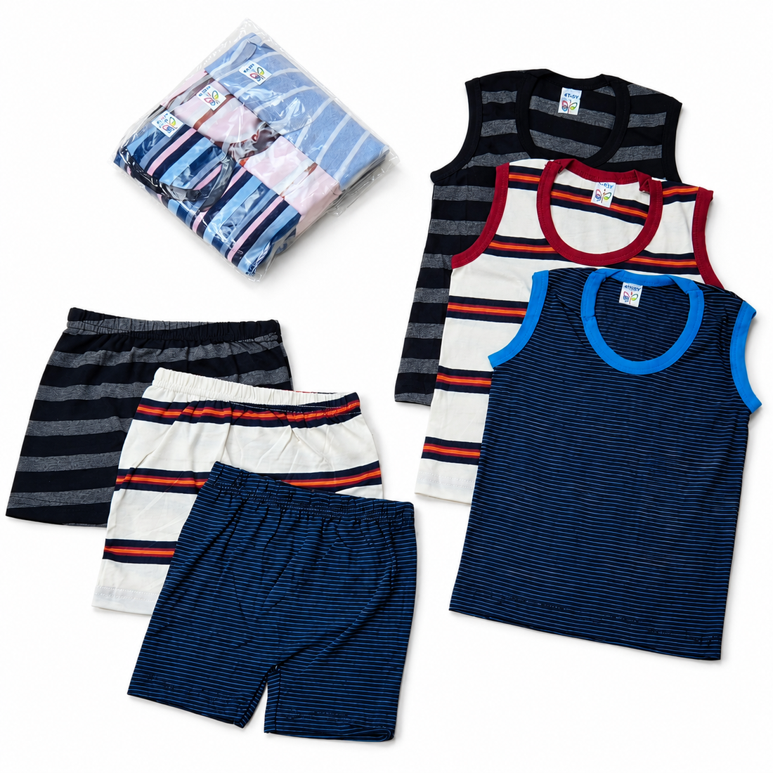 Sleeveless Shorts Set - Combo Pack of 3
