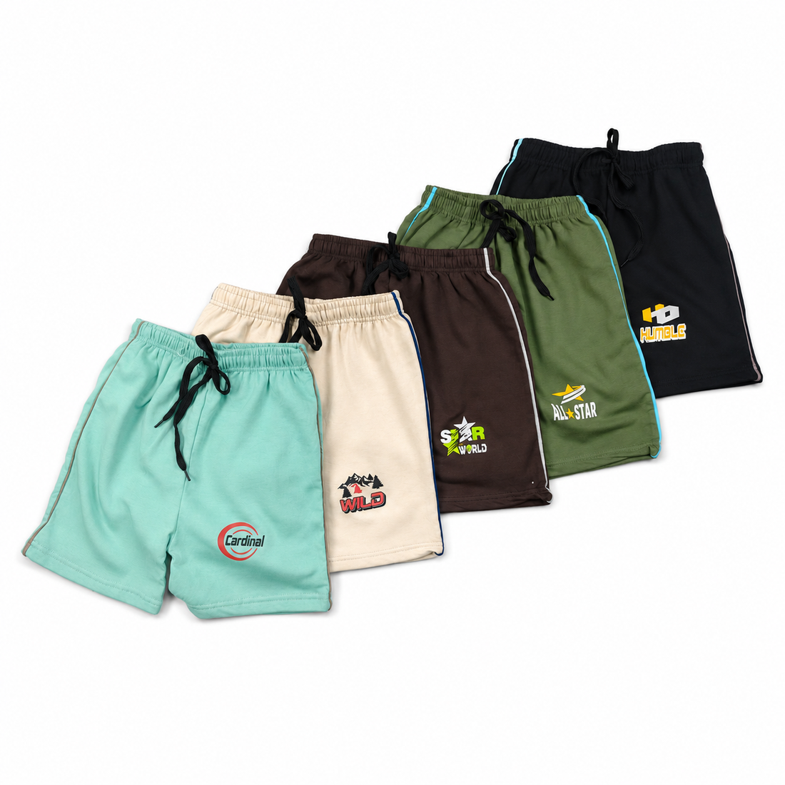 Combo Pack of 5 Kids Piping shorts