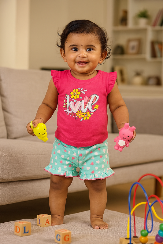 Premium Girl Baby Fancy Shorts Set - 227